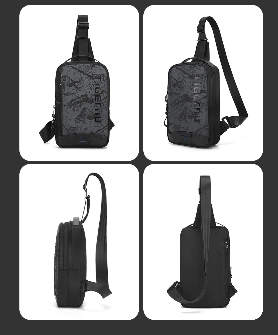 Tigernu Chest Bag For Men Cool Style Men Shoulder Bag 9.7inch IPad Bag Casual Male Crossbody Bag Lightweigt Mini Bags