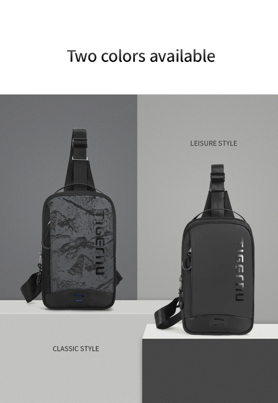 Tigernu Chest Bag For Men Cool Style Men Shoulder Bag 9.7inch IPad Bag Casual Male Crossbody Bag Lightweigt Mini Bags