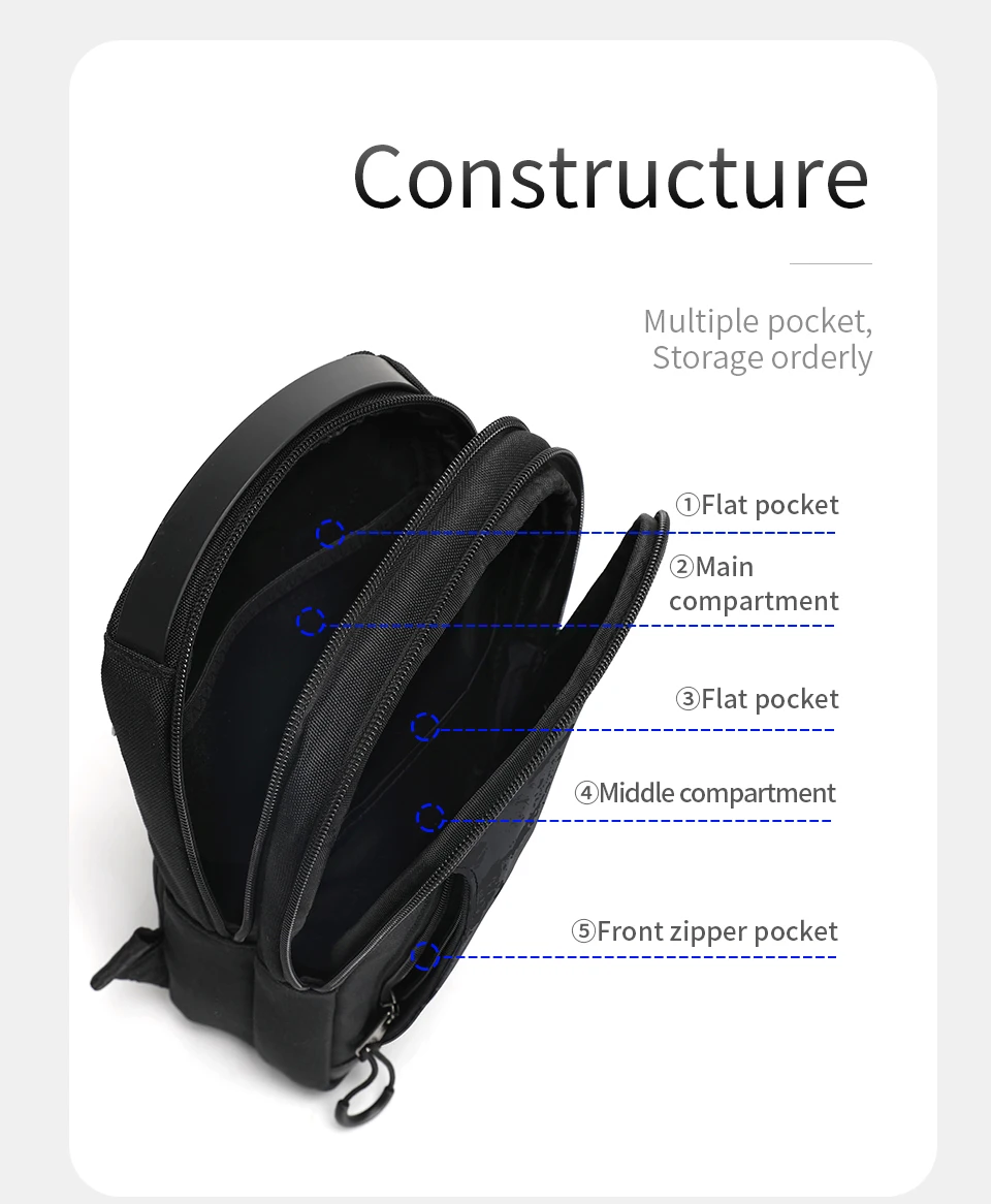 Tigernu Chest Bag For Men Cool Style Men Shoulder Bag 9.7inch IPad Bag Casual Male Crossbody Bag Lightweigt Mini Bags