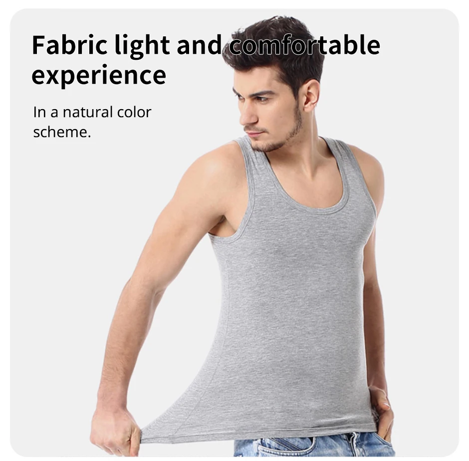 3/1 Piece Men's to Teenagers' Multi-Size Solid Color Tight Vest Comfortable Cotton Sleeveless T-Shirt Sports Running Bottoming C