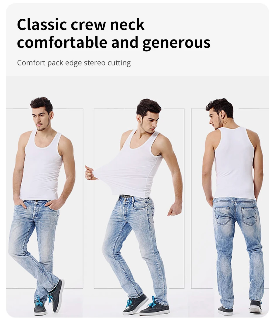 3/1 Piece Men's to Teenagers' Multi-Size Solid Color Tight Vest Comfortable Cotton Sleeveless T-Shirt Sports Running Bottoming C