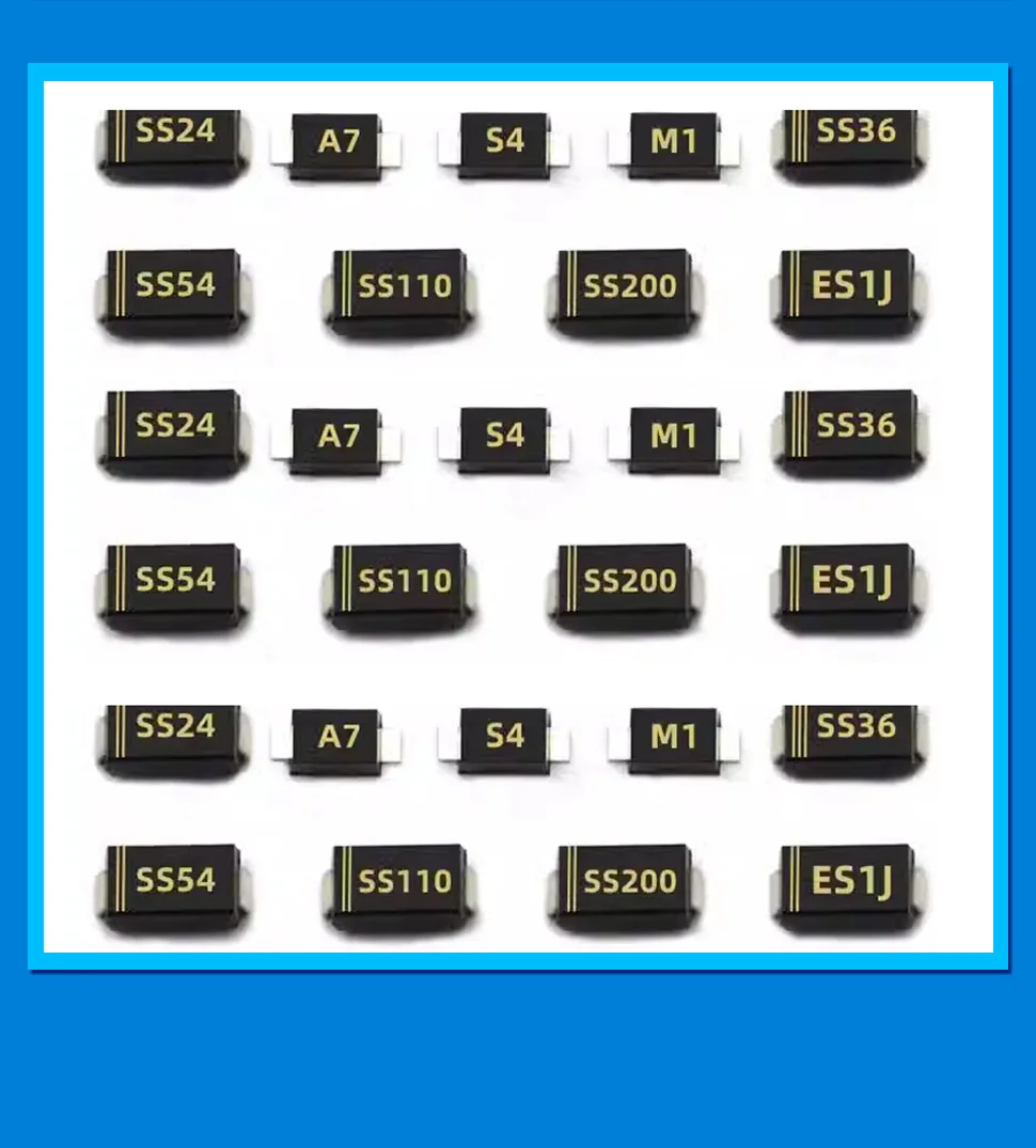 20PCS SMD Schottky Diode SS12 SMA SS14 1N5819 SS24 SB240 SS26 SR260 SS54 1N5824 SS34 1N5822 SR360 SS36 SS110 SB1100 SS2200