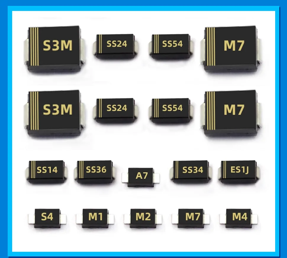 20PCS SMD Schottky Diode SS12 SMA SS14 1N5819 SS24 SB240 SS26 SR260 SS54 1N5824 SS34 1N5822 SR360 SS36 SS110 SB1100 SS2200