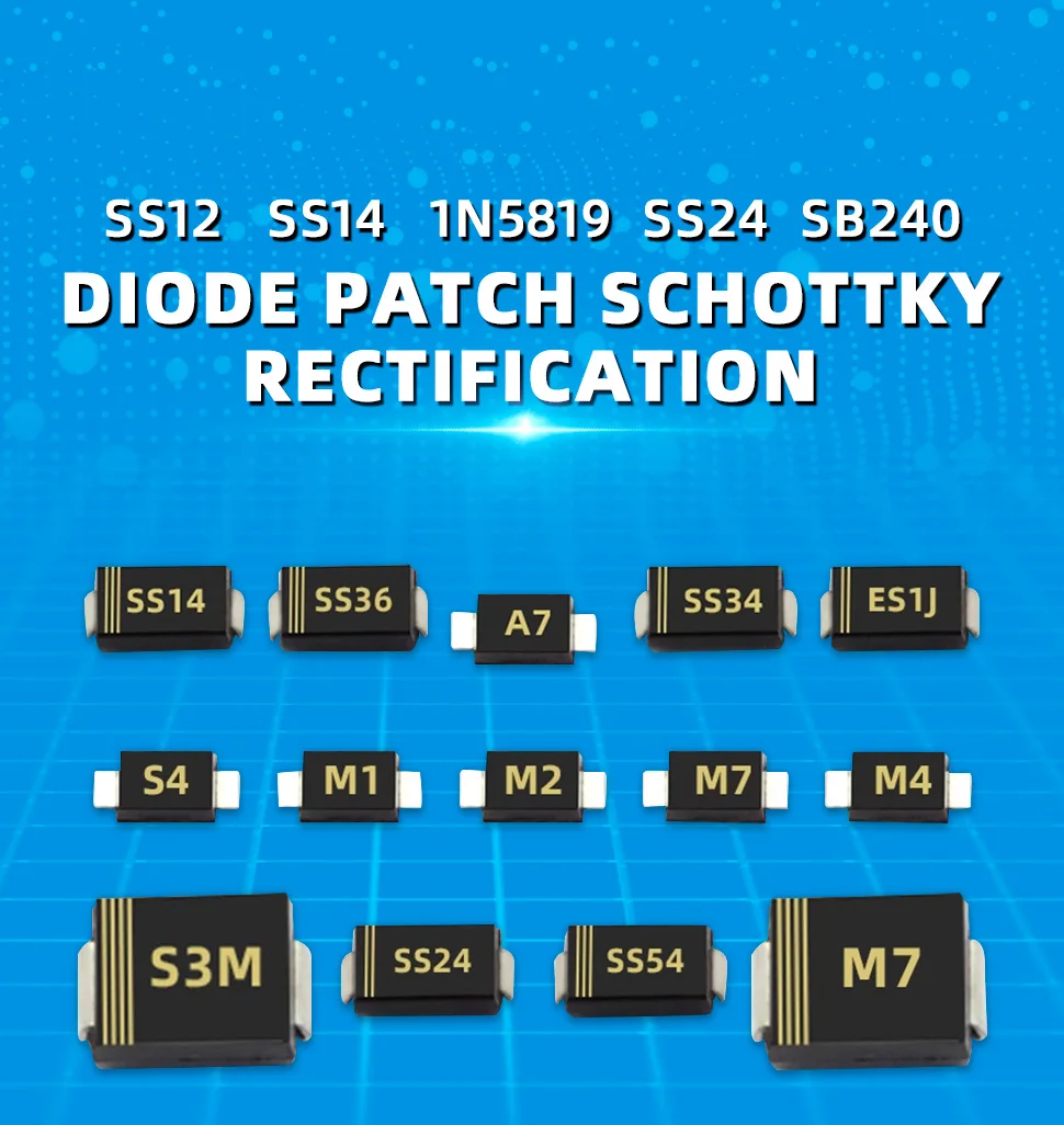 20PCS SMD Schottky Diode SS12 SMA SS14 1N5819 SS24 SB240 SS26 SR260 SS54 1N5824 SS34 1N5822 SR360 SS36 SS110 SB1100 SS2200