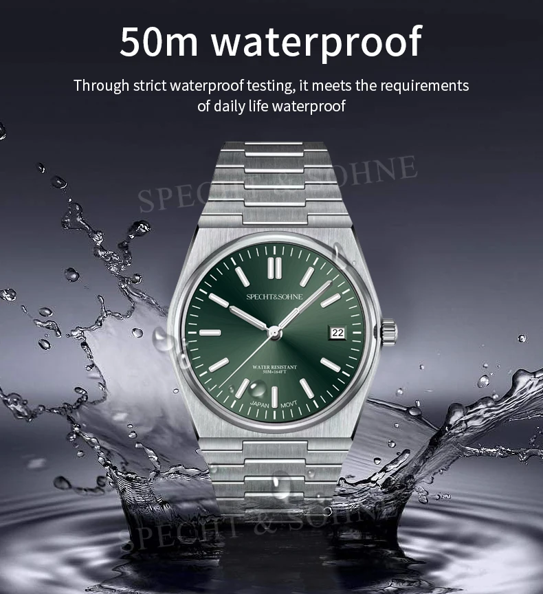 2026 New Arrivals Specht&Sohne Mens Watches Stainless Steel Sapphire Classic Quartz Men Watch Relogio Masculino 100M Waterproof