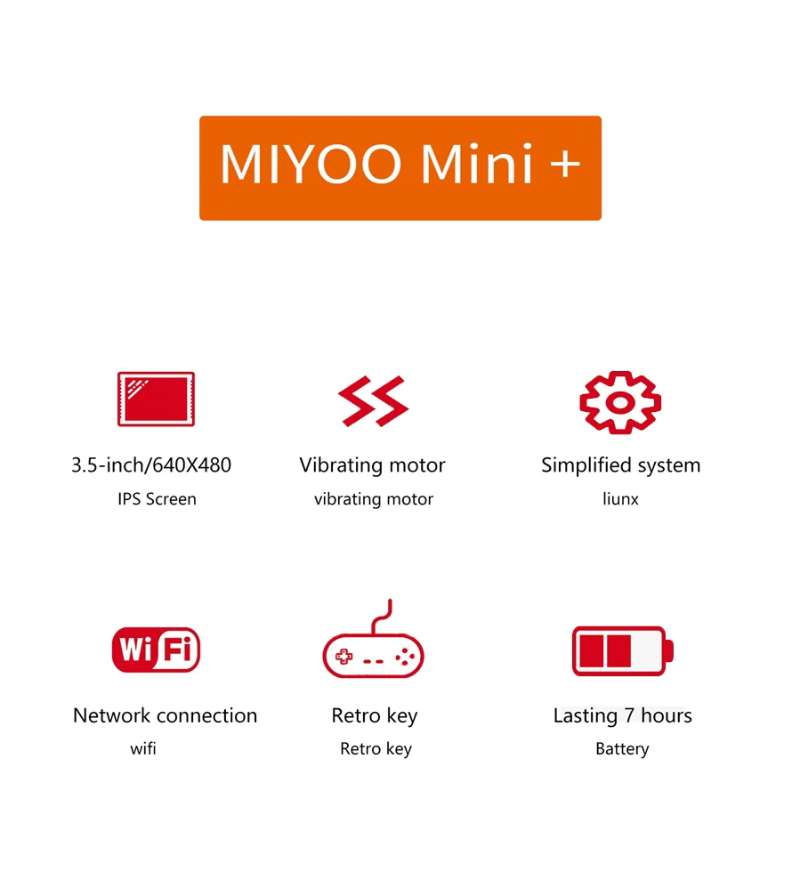 MIYOO Mini Plus Portable Retro Handheld Game Console 3.5-inch IPS HD Screen Children's Gift Linux System Classic Gaming Emulator