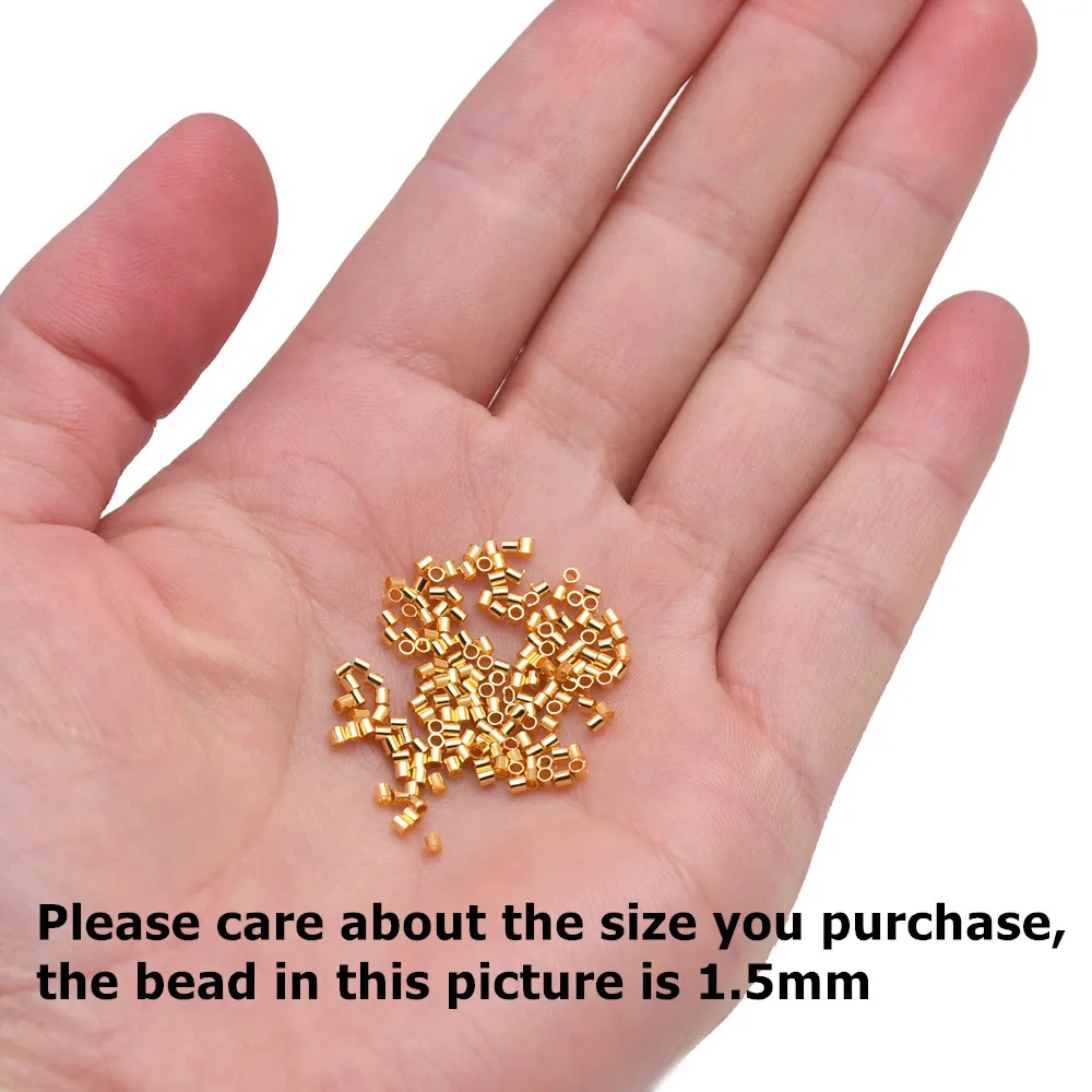 500Pcs Brass Tube Crimp End Beads ColumnCord Cover Tips End Platinum for DIY Craft Jewelry Making