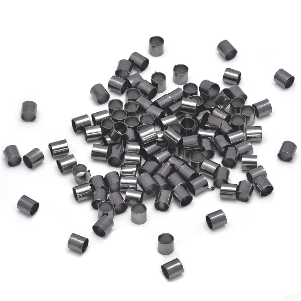 500Pcs Brass Tube Crimp End Beads ColumnCord Cover Tips End Platinum for DIY Craft Jewelry Making