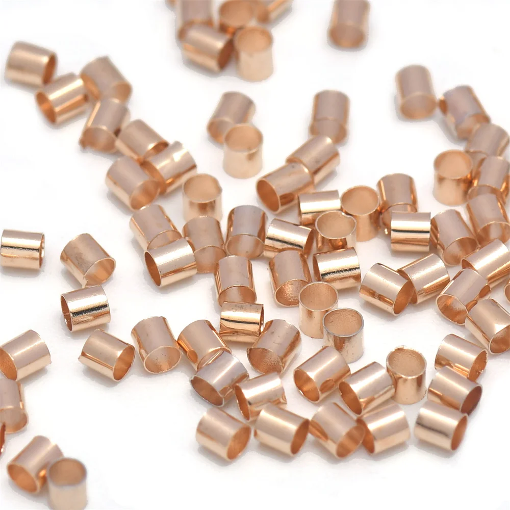 500Pcs Brass Tube Crimp End Beads ColumnCord Cover Tips End Platinum for DIY Craft Jewelry Making