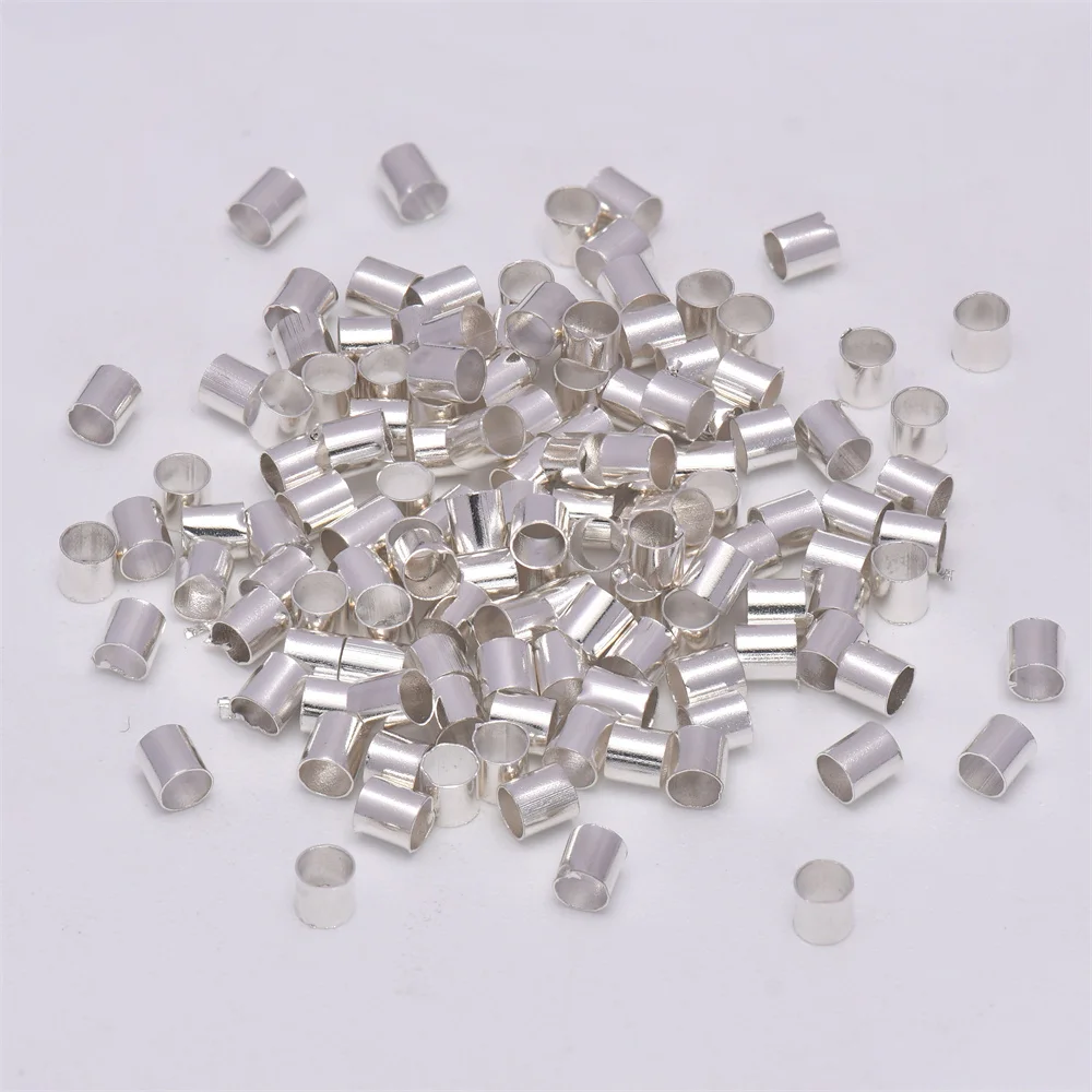 500Pcs Brass Tube Crimp End Beads ColumnCord Cover Tips End Platinum for DIY Craft Jewelry Making