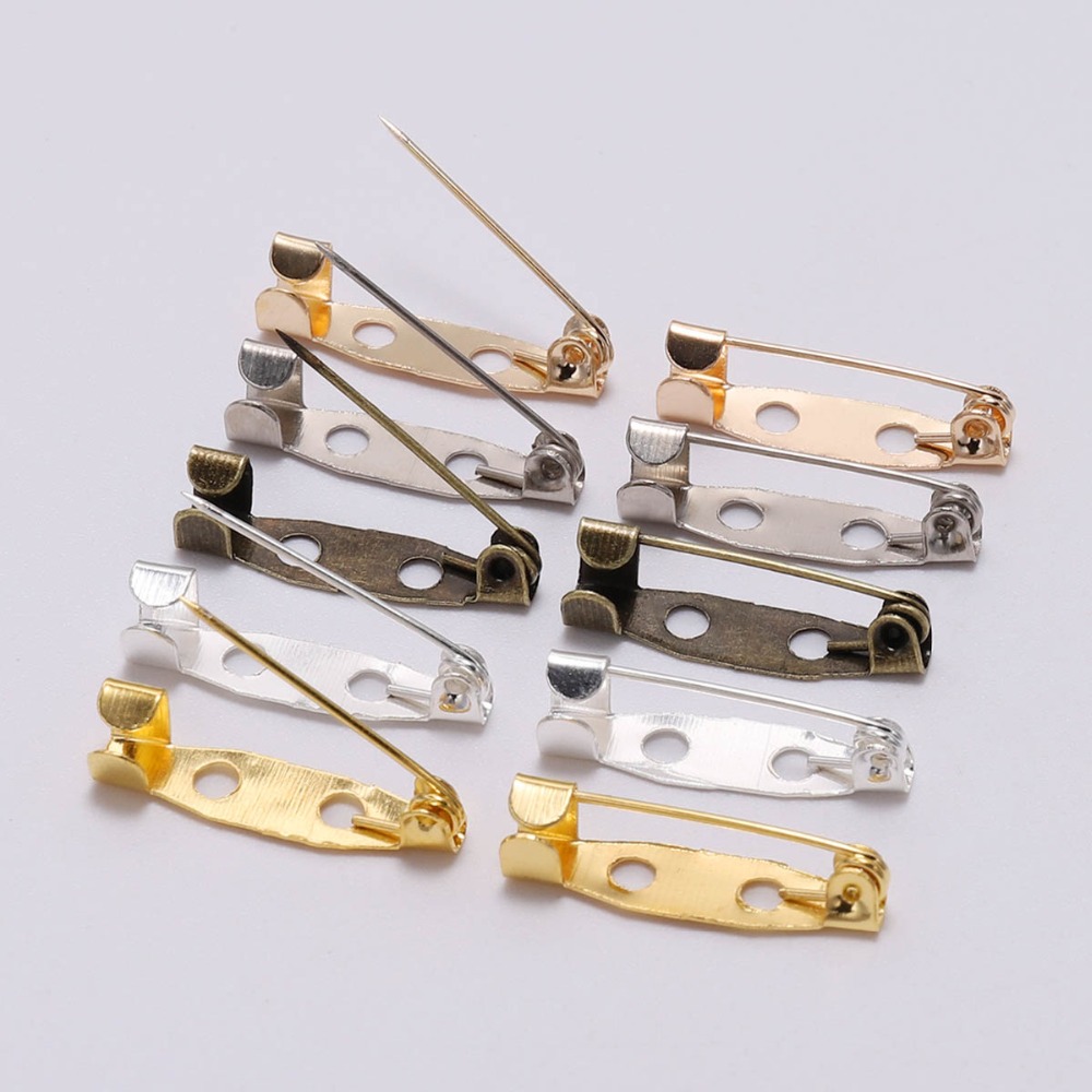 50pcs/lot 15 20 25 35 40 mm Brooch Clip Base Pins Safety Pins Brooch Settings Blank Base For DIY Jewelry Making Supplies