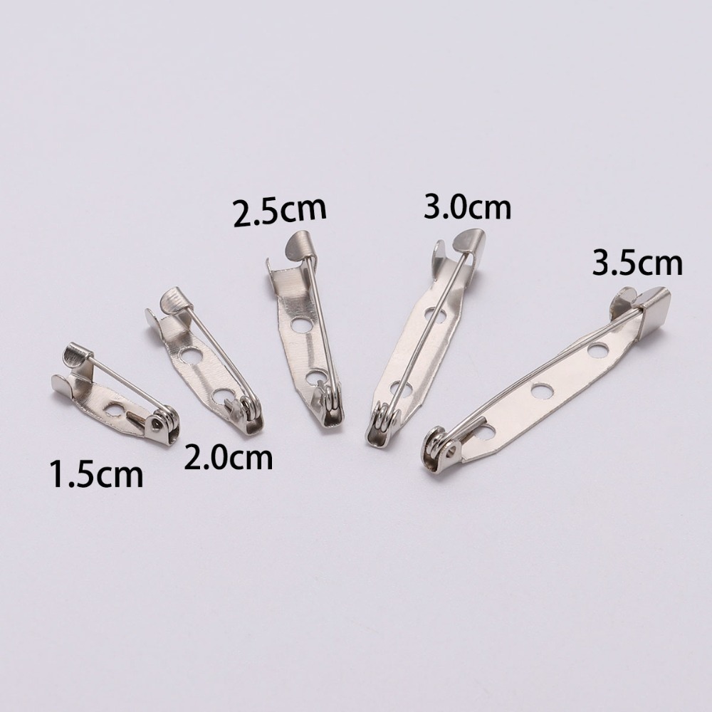 50pcs/lot 15 20 25 35 40 mm Brooch Clip Base Pins Safety Pins Brooch Settings Blank Base For DIY Jewelry Making Supplies