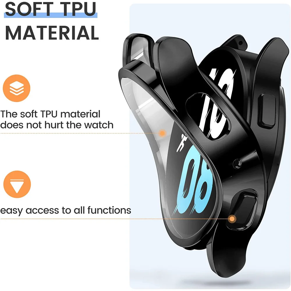 Case for Samsung Galaxy Watch 4 5 6 7 40mm 44mm Protector Cover Coverage Silicone TPU Bumper Screen Protection Full Accessories