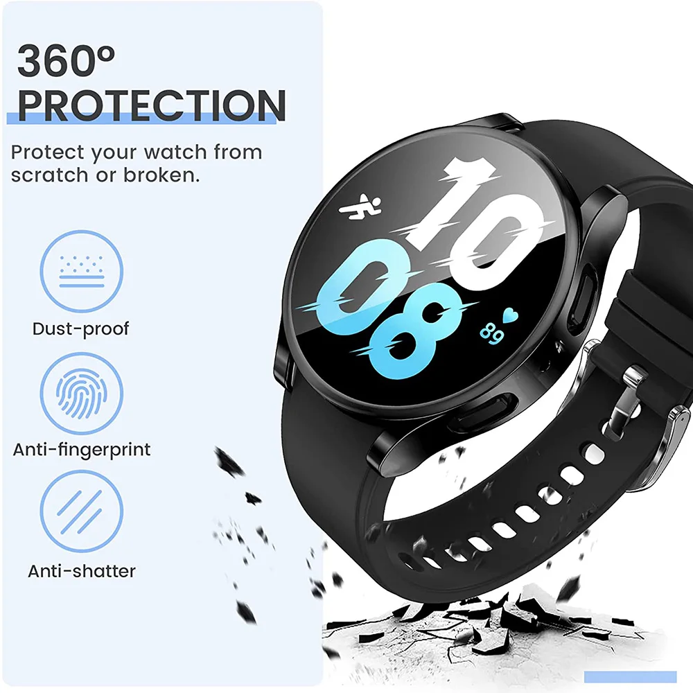 Case for Samsung Galaxy Watch 4 5 6 7 40mm 44mm Protector Cover Coverage Silicone TPU Bumper Screen Protection Full Accessories