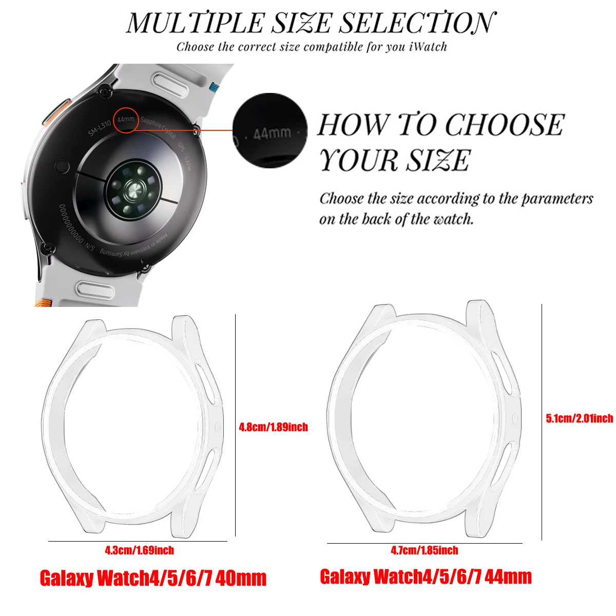 Case for Samsung Galaxy Watch 4 5 6 7 40mm 44mm Protector Cover Coverage Silicone TPU Bumper Screen Protection Full Accessories