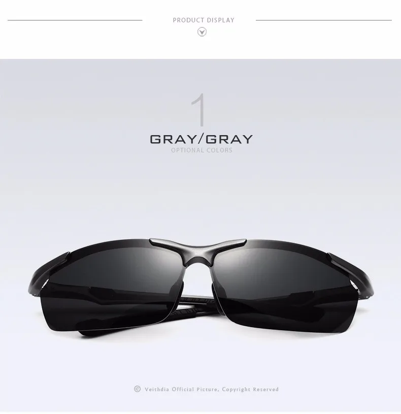 VEITHDIA Brand Designer Men's Sunglasses Aluminum Magnesium Polarized UV400 Sun Glasses Cycling Sports Male Outdoor Eyewear 6592