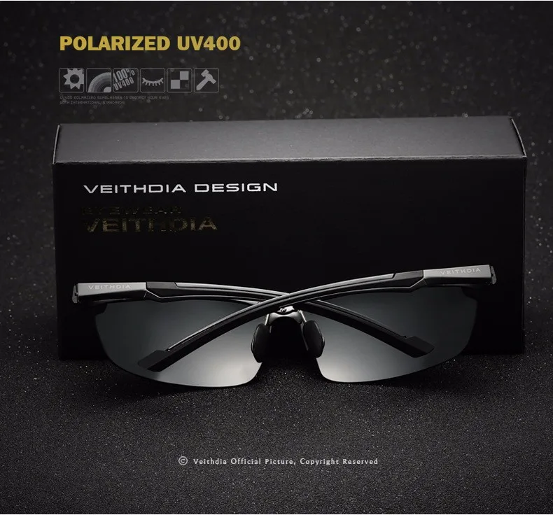 VEITHDIA Brand Designer Men's Sunglasses Aluminum Magnesium Polarized UV400 Sun Glasses Cycling Sports Male Outdoor Eyewear 6592