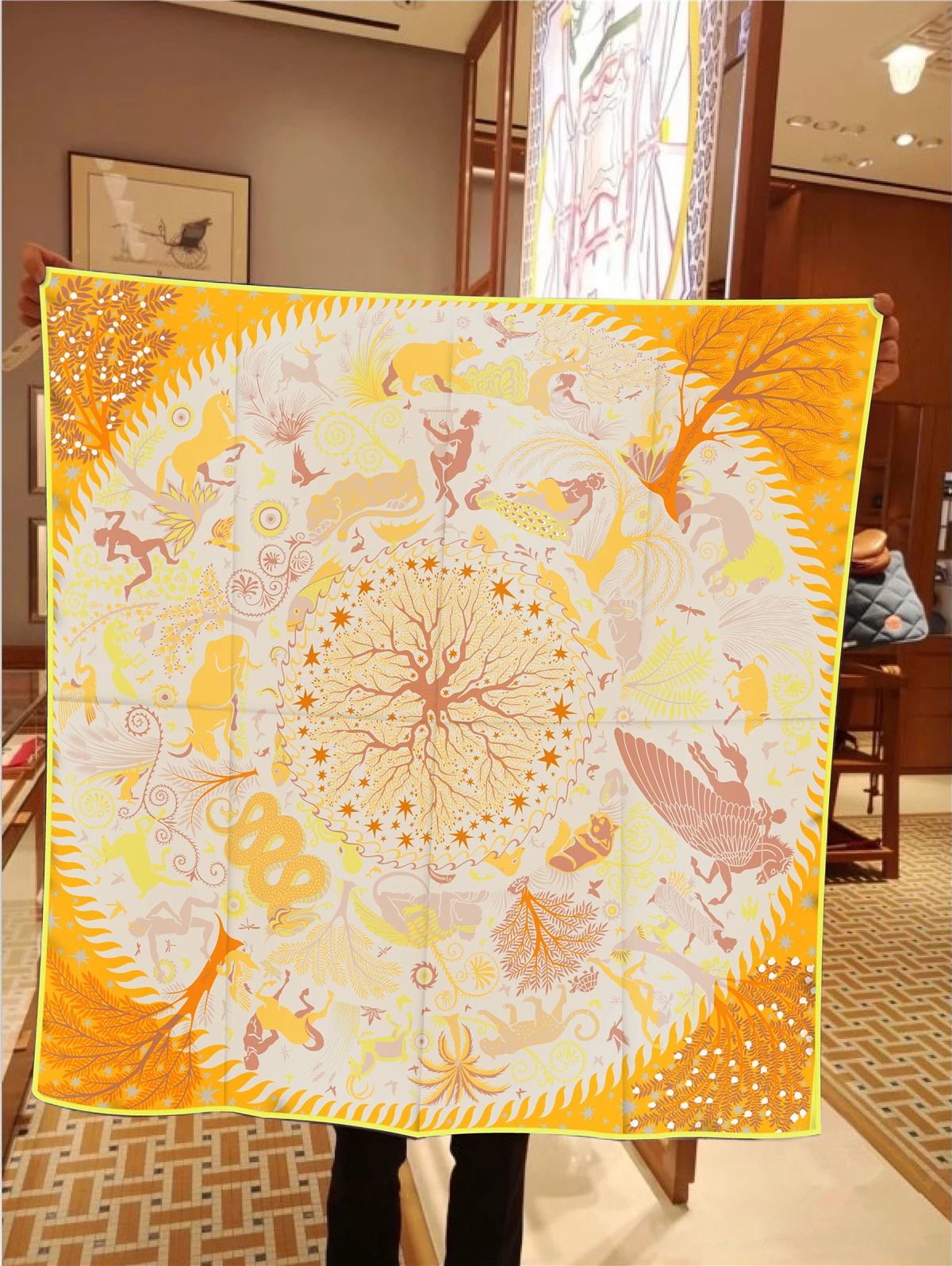 90cm Animal Horse Twill Silk Scarf Fashion Shawl Luxury Brand Square Scarf Women Hijab Bandana Foulard Neckerchief Head Scarves