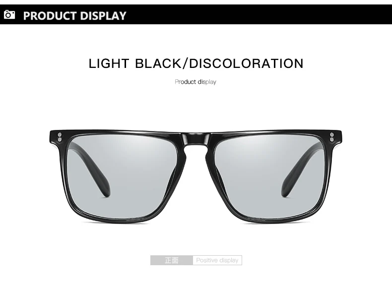 Brand Rivet Square Photochromic Sunglasses Men Polarized Women Driving Sun Glasses Day Night Vision Anti-Glare zonnebril heren