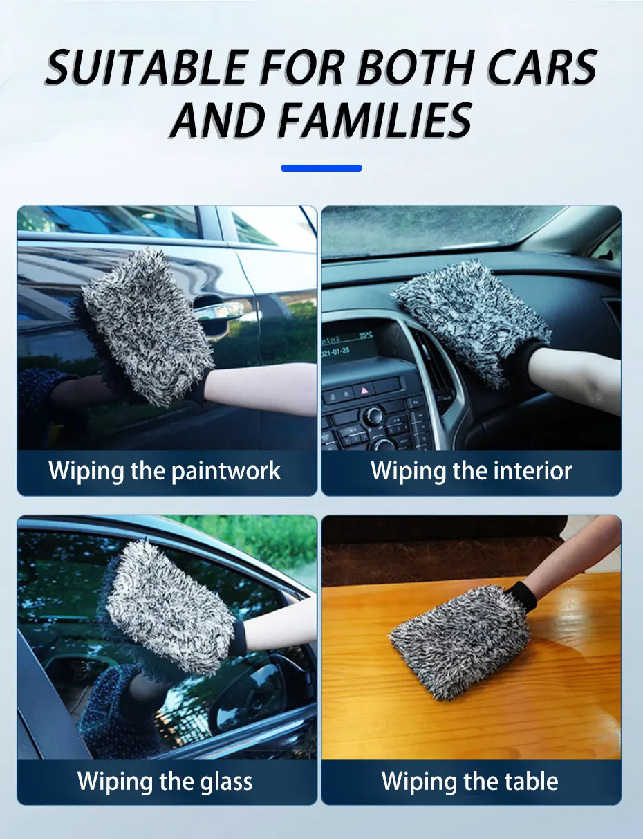 SEAMETAL Car Wash Microfiber Wheels Brush Non-Slip Ultra Soft Car Cleaning Gloves Mitt Car Wheel Spokes Brushes Car Accessories