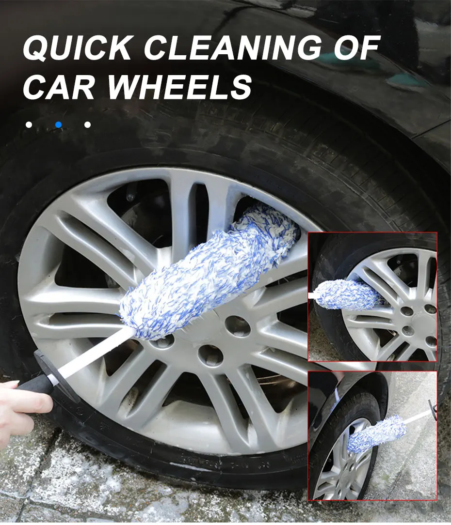 SEAMETAL Car Wash Microfiber Wheels Brush Non-Slip Ultra Soft Car Cleaning Gloves Mitt Car Wheel Spokes Brushes Car Accessories