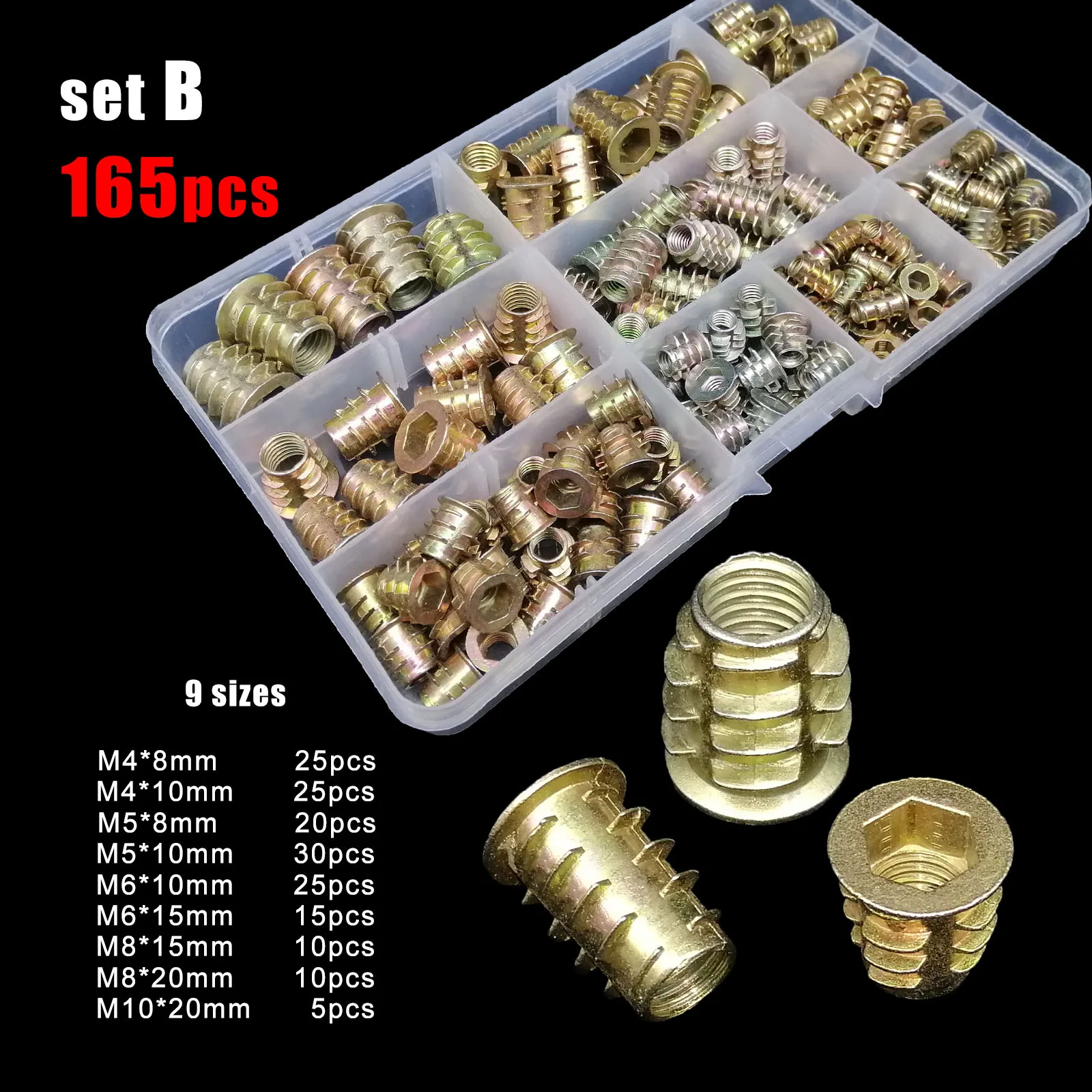 M4 M5 M6 M8 M10 Thickened Furniture Embedded Insert Nut Set Box Hex Socket Thread Wood Bed Cabinet Table E-nut High Quality