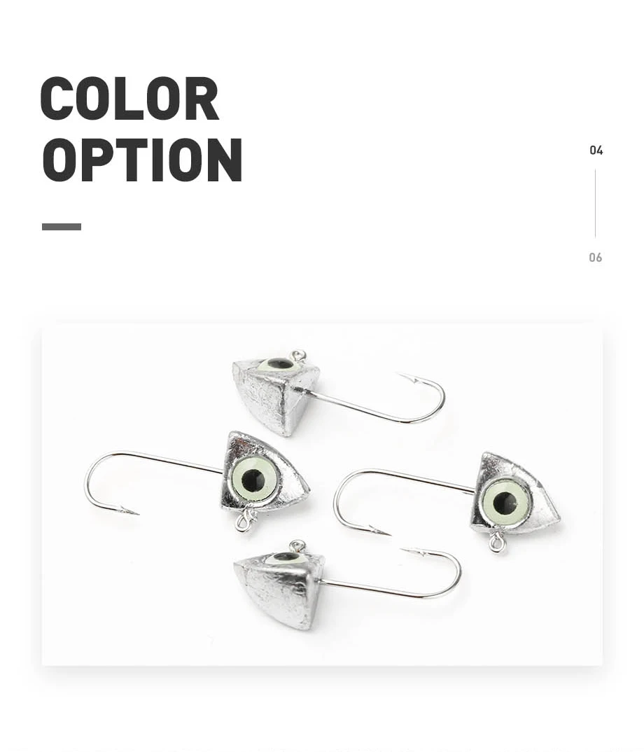 JOHNCOO 8pcs Luminous 3D Eye Jig Head Fishing Hooks 2g 3g 4g 6g Jig Head Ice Bass Carp Fishing Jig Soft Lure Bass Fishing