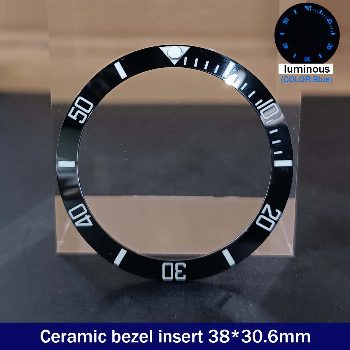 Sloping 38mm*30.6mm Ceramic Bezel GMT and Diving Watch Insert For 40mm Mens Watch Replace Watch Face Watch Bezel Inserts