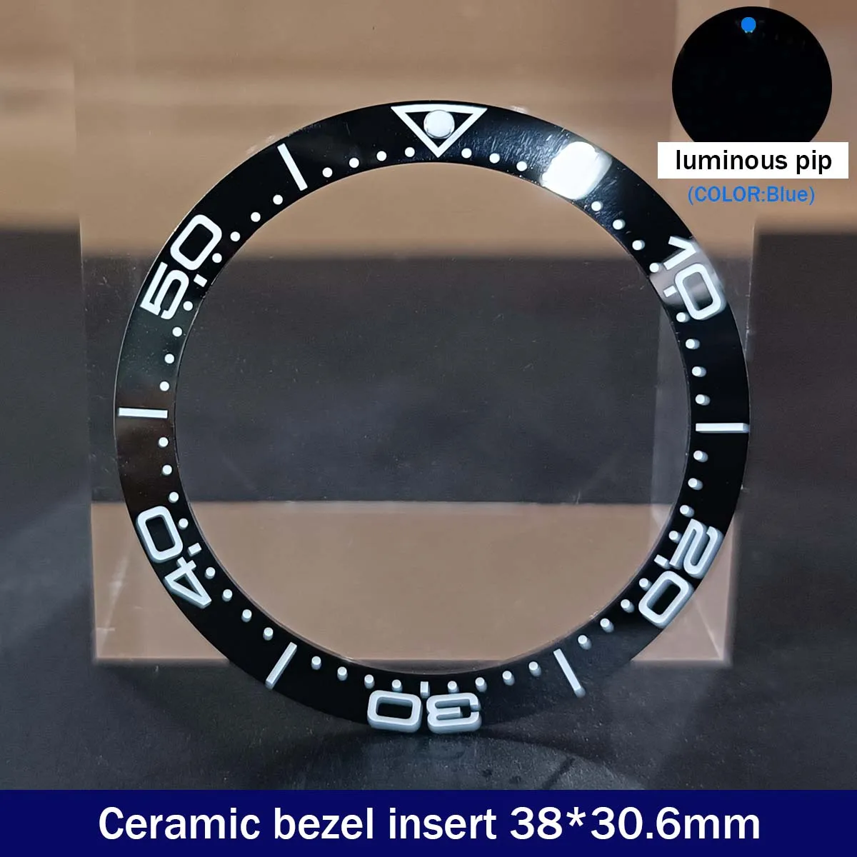 Sloping 38mm*30.6mm Ceramic Bezel GMT and Diving Watch Insert For 40mm Mens Watch Replace Watch Face Watch Bezel Inserts