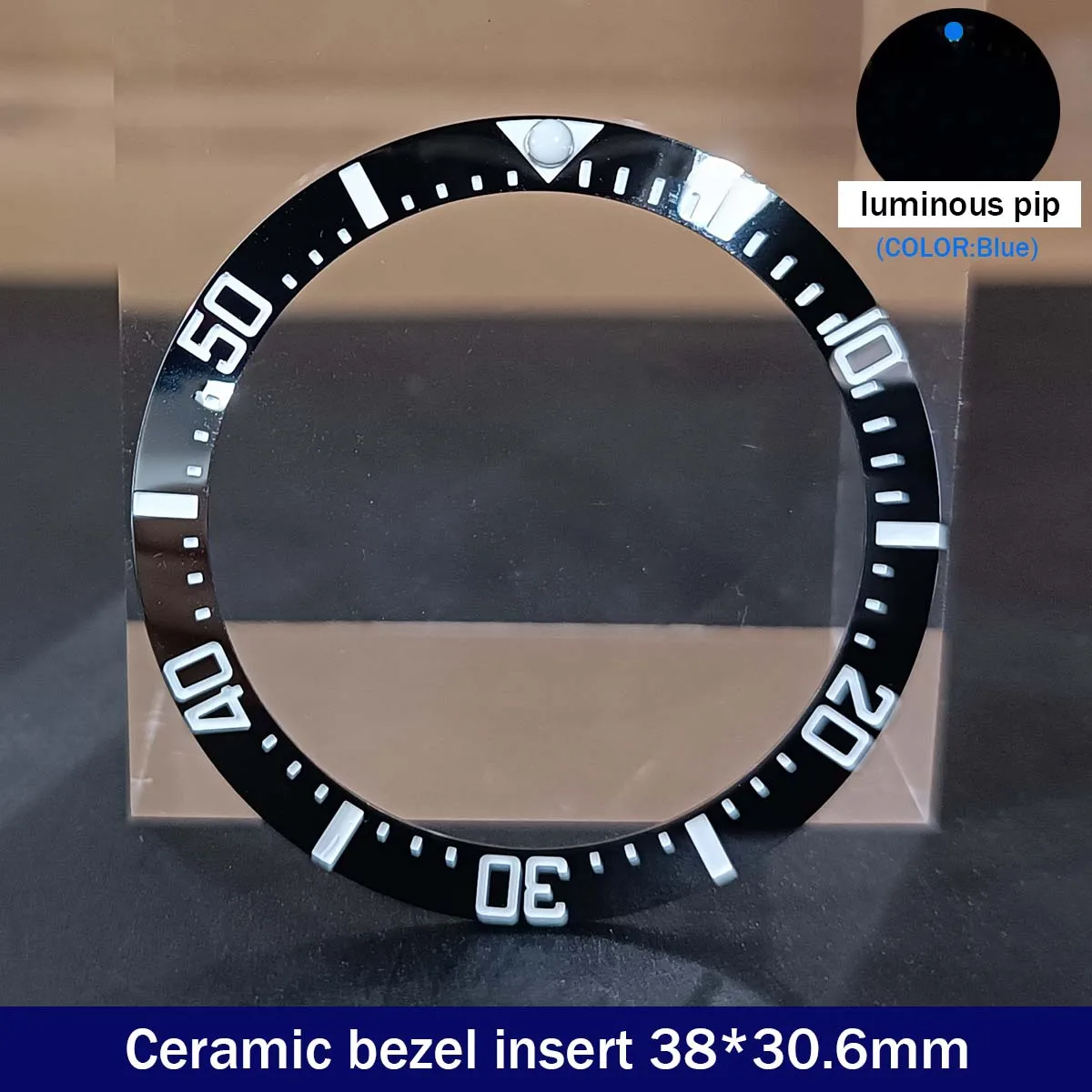 Sloping 38mm*30.6mm Ceramic Bezel GMT and Diving Watch Insert For 40mm Mens Watch Replace Watch Face Watch Bezel Inserts