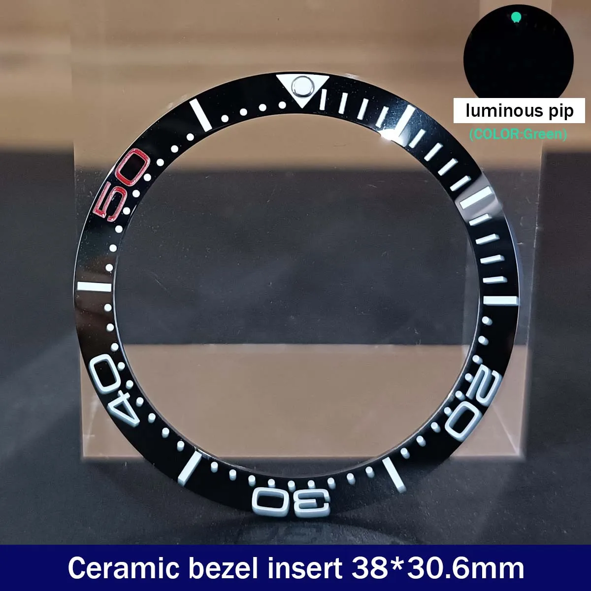 Sloping 38mm*30.6mm Ceramic Bezel GMT and Diving Watch Insert For 40mm Mens Watch Replace Watch Face Watch Bezel Inserts
