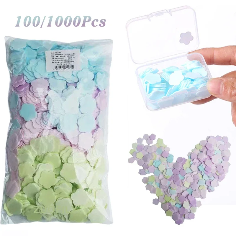 100/1000pcs Portable Hand Wash Soap Papers Scented Slice Washing Hands Bath Travel Scented Foaming Soap Body Cleaning Soap Paper