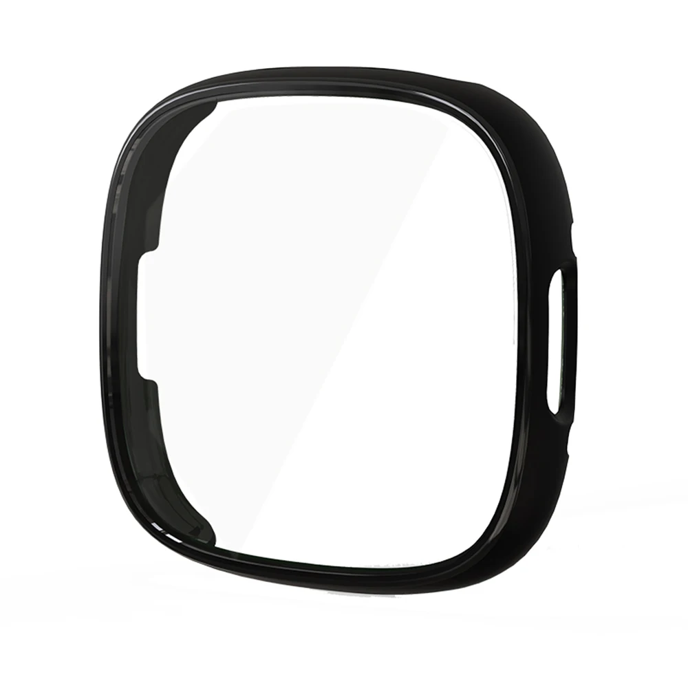 Screen Protector for Fitbit Versa 4/Sense 2 Hard PC Bumpe Protective HD Tempered Glass Case All-Around Full Cover Bumper Shell