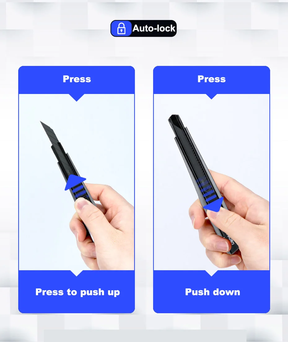 Deli Utility Knife 9mm Pocket Knife Box Cutter Retractable Blade for Office Home School Stationery Supplies Paper Craft Knives