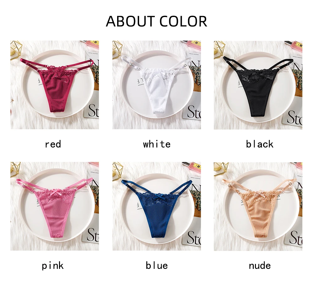 BANNIROU 1Pcs Lace G-string Women's Underwear Sexy Bow Transparent Low-Rise Panties Woman Intimates Female Thongs Lingerie