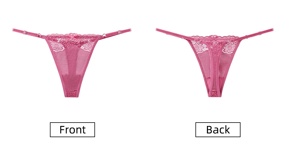 BANNIROU 1Pcs Lace G-string Women's Underwear Sexy Bow Transparent Low-Rise Panties Woman Intimates Female Thongs Lingerie