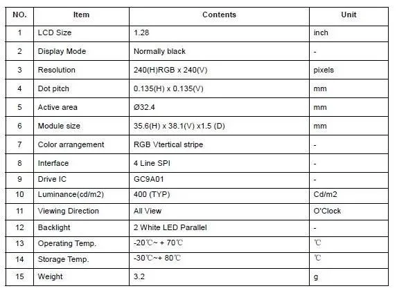 1.28 inch TFT Screen Display Module 1.28" IPS Round Colorful LCD Board GC9A01 Touch 240x240 SPI ESP32-S3 ESP32S3-N16R8 N16R16