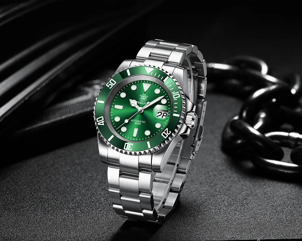 SD1953 STEELDIVE Brand Ceramic Bezel 41mm Steeldive 30ATM Water Resistant NH35 Automatic Mens Dive Watch with Milled Clasp
