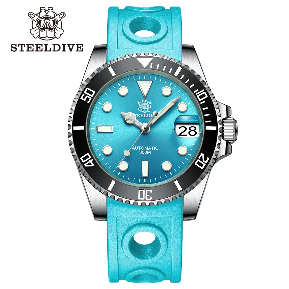 SD1953 STEELDIVE Brand Ceramic Bezel 41mm Steeldive 30ATM Water Resistant NH35 Automatic Mens Dive Watch with Milled Clasp