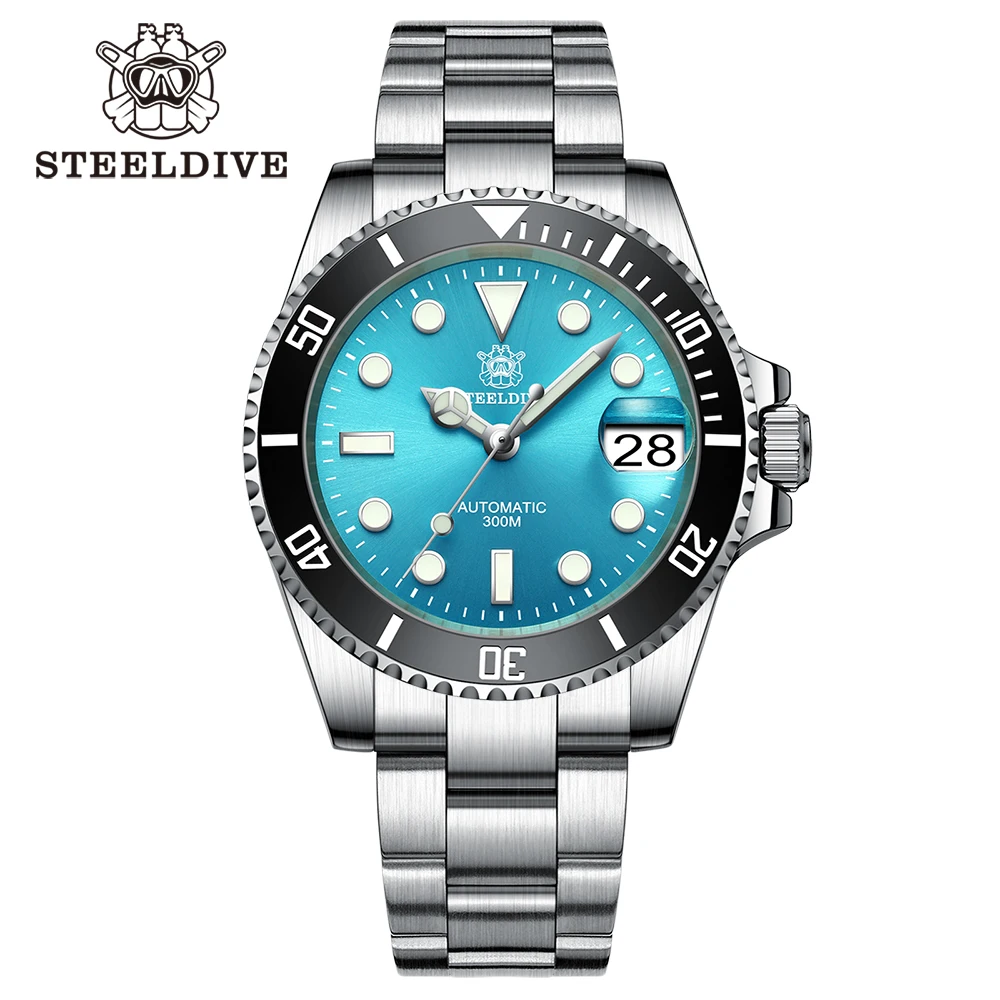 SD1953 STEELDIVE Brand Ceramic Bezel 41mm Steeldive 30ATM Water Resistant NH35 Automatic Mens Dive Watch with Milled Clasp