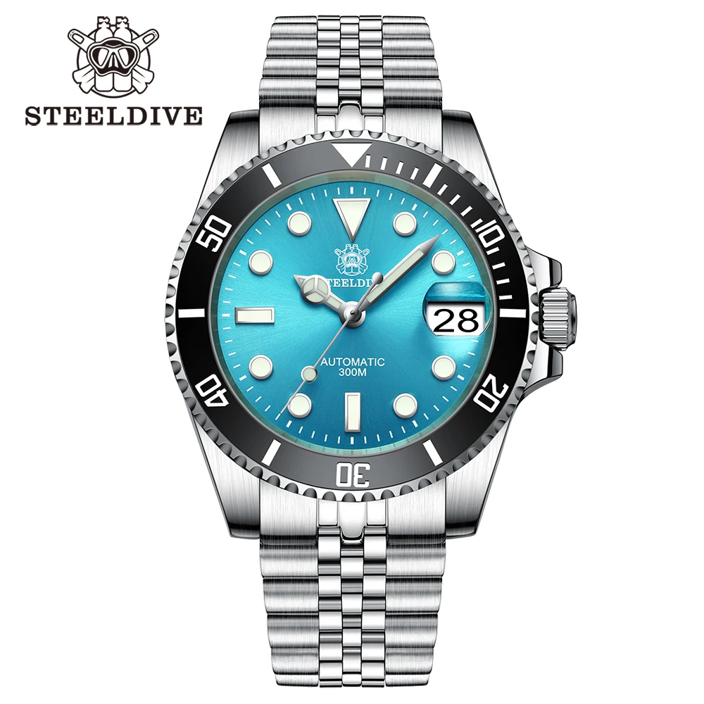 SD1953 STEELDIVE Brand Ceramic Bezel 41mm Steeldive 30ATM Water Resistant NH35 Automatic Mens Dive Watch with Milled Clasp