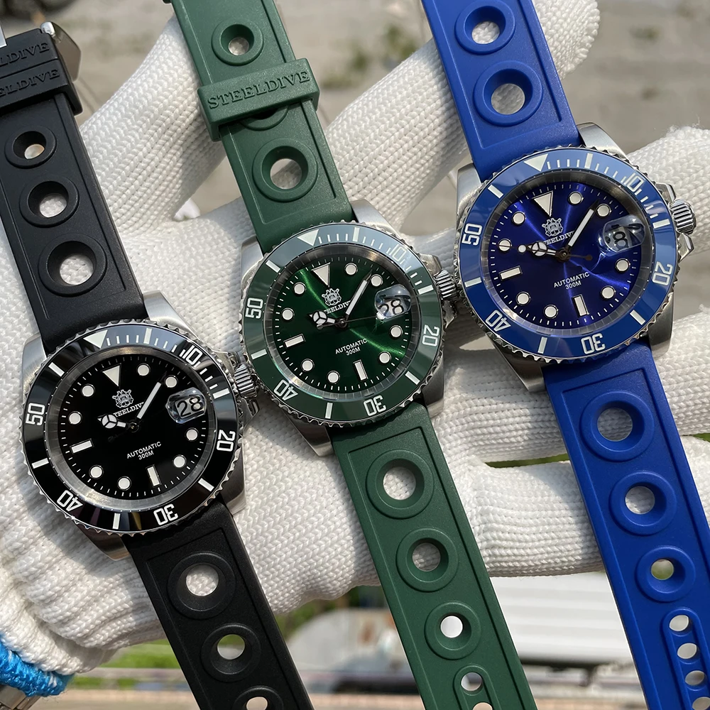 SD1953 STEELDIVE Brand Ceramic Bezel 41mm Steeldive 30ATM Water Resistant NH35 Automatic Mens Dive Watch with Milled Clasp