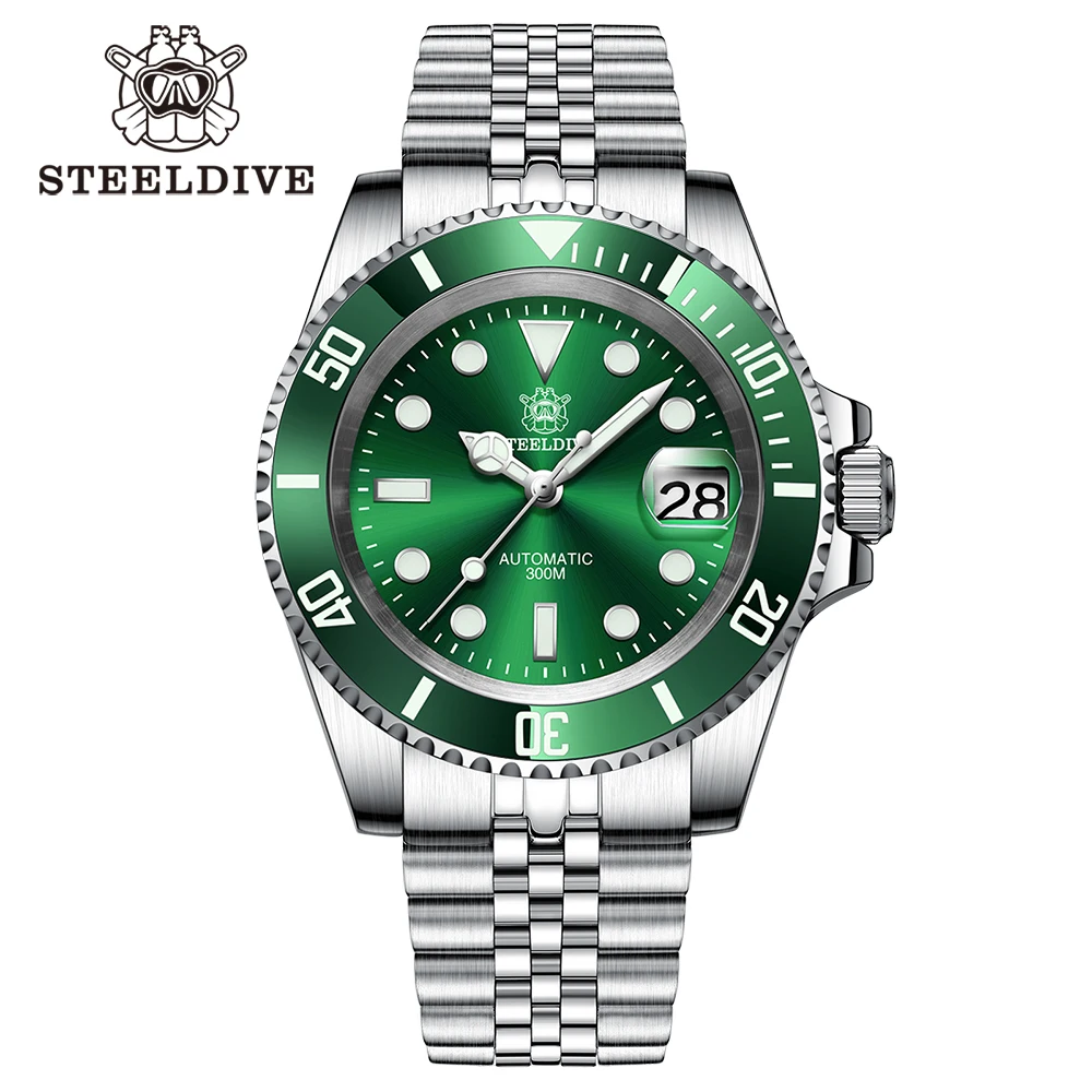 SD1953 STEELDIVE Brand Ceramic Bezel 41mm Steeldive 30ATM Water Resistant NH35 Automatic Mens Dive Watch with Milled Clasp
