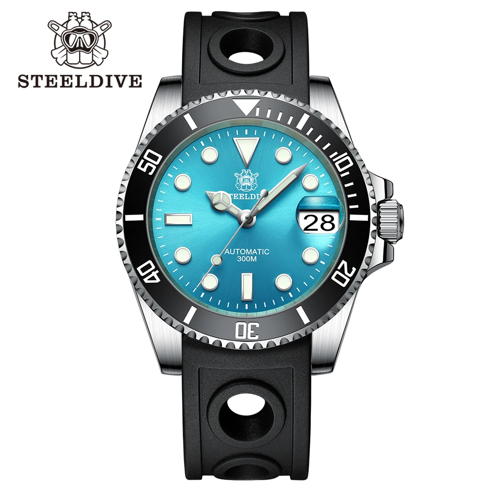 SD1953 STEELDIVE Brand Ceramic Bezel 41mm Steeldive 30ATM Water Resistant NH35 Automatic Mens Dive Watch with Milled Clasp