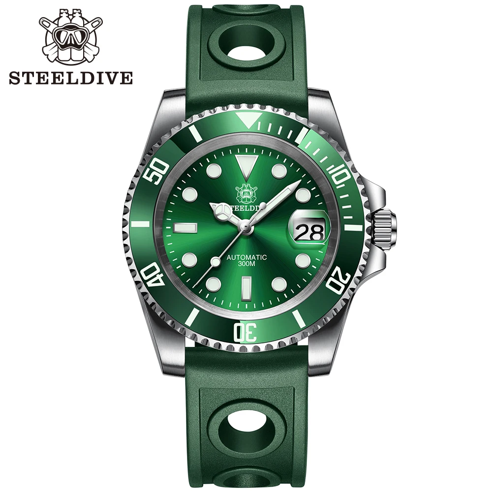 SD1953 STEELDIVE Brand Ceramic Bezel 41mm Steeldive 30ATM Water Resistant NH35 Automatic Mens Dive Watch with Milled Clasp