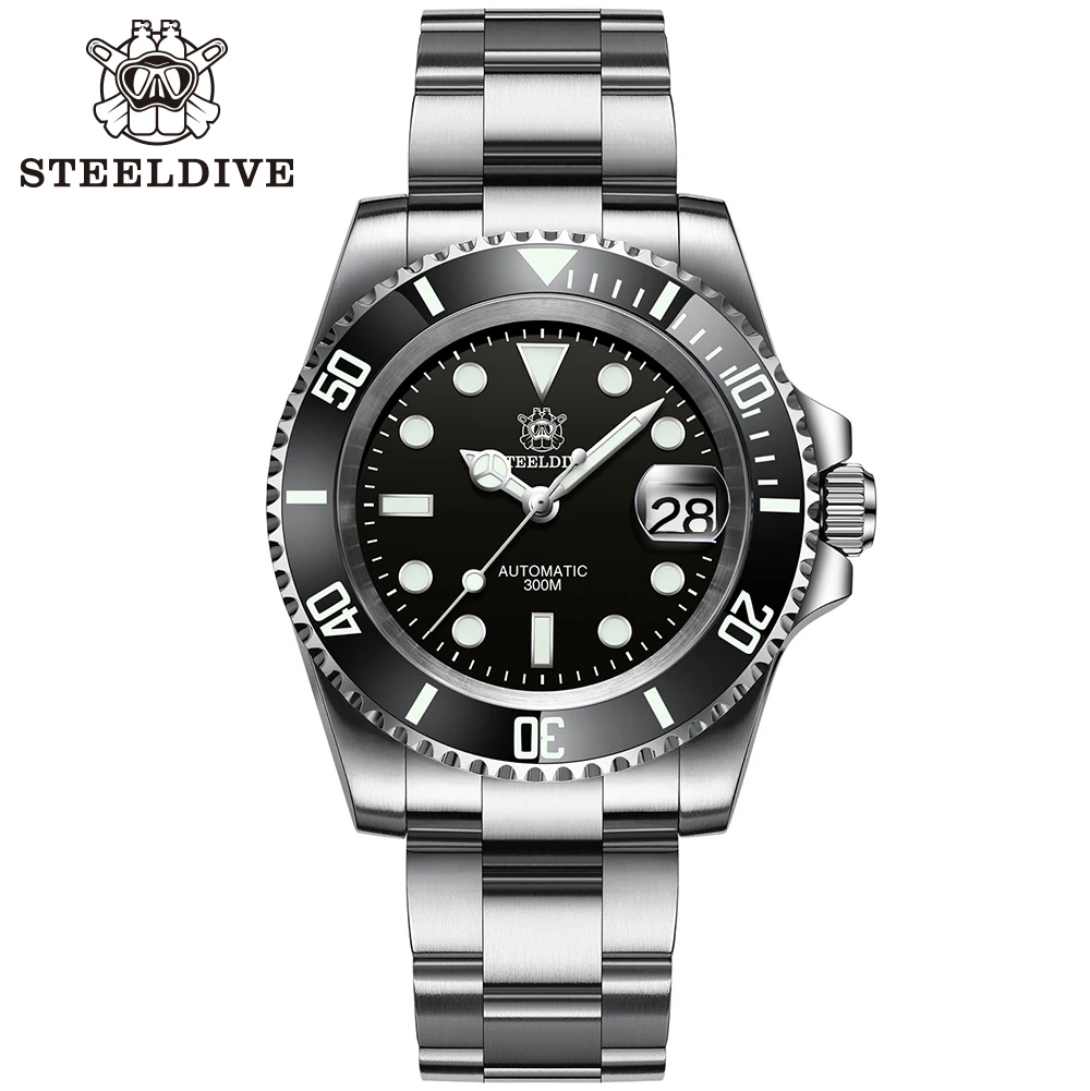 SD1953 STEELDIVE Brand Ceramic Bezel 41mm Steeldive 30ATM Water Resistant NH35 Automatic Mens Dive Watch with Milled Clasp