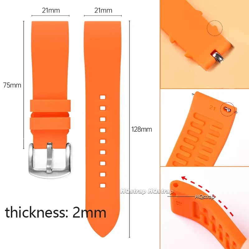 Quick Release Silicone Rubber Watch Strap 20mm 22mm Sports Watchband Black Green Orange Blue Wristband Bracelets 18 19 21 24mm