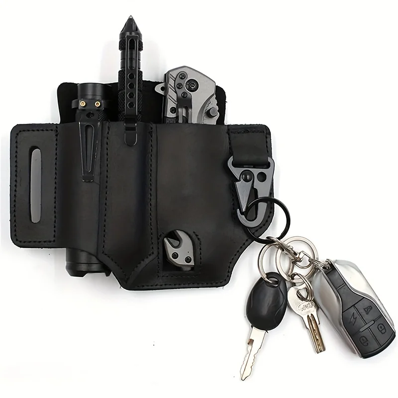 Tactical Multi Tool Belt Leather Bag Portable Tool Storage Bag Holster Outdoor Camping Hunting Waist PU Leather Pocket