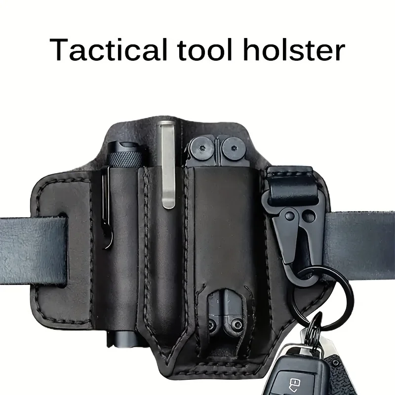 Tactical Multi Tool Belt Leather Bag Portable Tool Storage Bag Holster Outdoor Camping Hunting Waist PU Leather Pocket