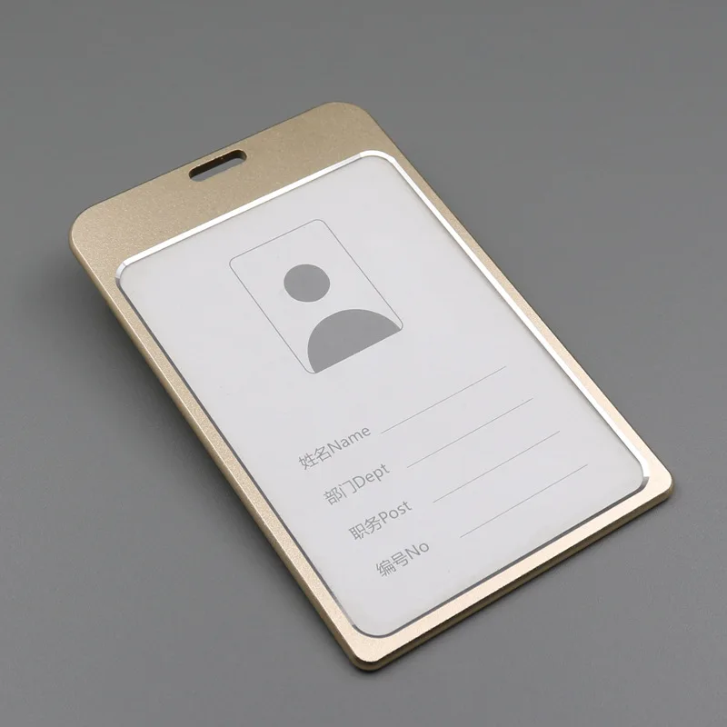 1 PC Aluminum Alloy Work ID Badge Clip Double Sided Transparent Metal Card Bag Cardholder For ID Card Student Card No Lanyard